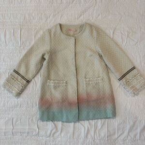 Billieblush Girls Chic Tweed Longsleeve Coat with Ombre Hem, size 3T
